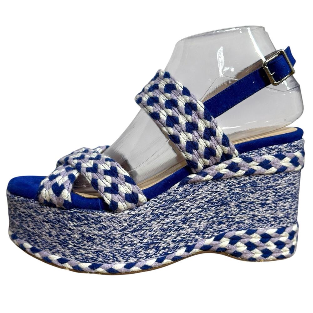 Free People Dolce Platform Wedge Sandals Heels Size 8 MSRP: $178 Boho Blue